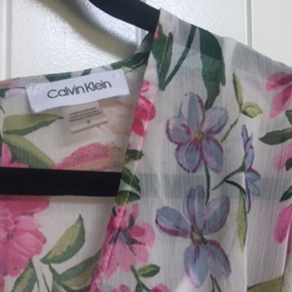 CALVIN KLEIN FLORAL RUFFLE DRESS, SZ 4 - Picture 2 of 7